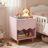 HONEY JOY Kids Bedside Table, Toddler Nightstand with Wide Top & Open Compartment