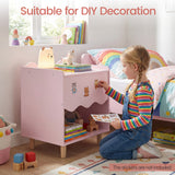 HONEY JOY Kids Bedside Table, Toddler Nightstand with Wide Top & Open Compartment
