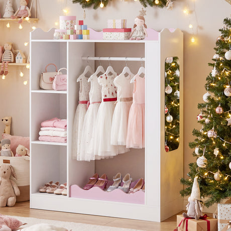 HONEY JOY Kids Clothing Rack with Mirror, Children Dress Up Center
