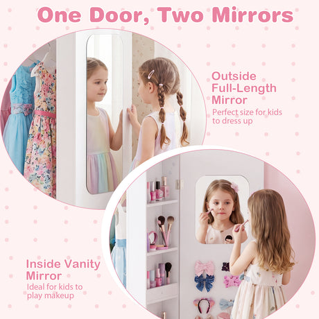 HONEY JOY Kids Clothing Rack with Mirror, Children Dress Up Center
