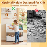 Kids Toy Storage Organizer, Wooden Montessori Bookshelf with 2 Rolling Drawers, Toddler Storage Cabinet