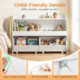 Kids Toy Storage Organizer, Toddler Wooden Montessori Toy Storage Shelf with 2 Rolling Drawers