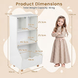Kids Toy Storage Organizer, 3-Tier Wooden Bookshelf with 2 Anti-Toppling Devices, Top Surface
