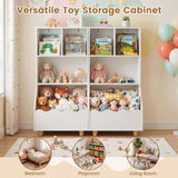 Kids Toy Storage Organizer, 3-Tier Wooden Bookshelf with 2 Anti-Toppling Devices, Top Surface