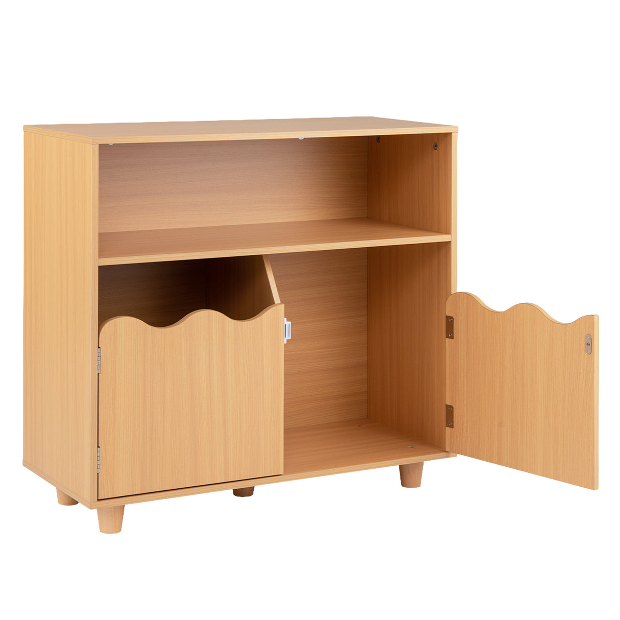 Kids Toy Storage Organizer, Wooden Bookshelf with 2 Anti-Toppling Devices, Top Surface