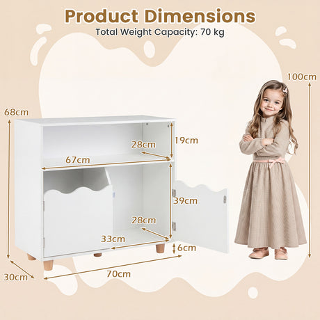 Kids Toy Storage Organizer, Wooden Bookshelf with 2 Anti-Toppling Devices, Top Surface