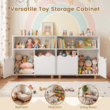 Kids Toy Storage Organizer, Wooden Bookshelf with 2 Anti-Toppling Devices, Top Surface