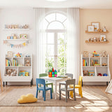 Kids Toy Storage Organizer, Wooden Montessori Bookshelf with 5 Storage Cubes, Toddler Storage Cabinet