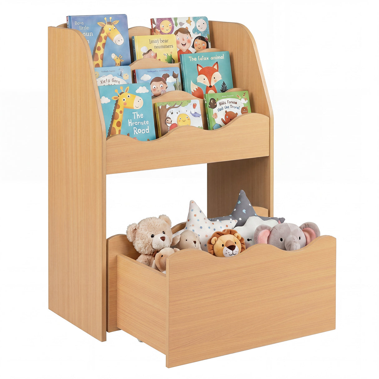 Kids Bookshelf and Toy Storage Organizer, 3-Tier Wooden Kids Book Shelf