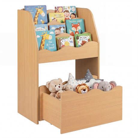 Kids Bookshelf and Toy Storage Organizer, 3-Tier Wooden Kids Book Shelf