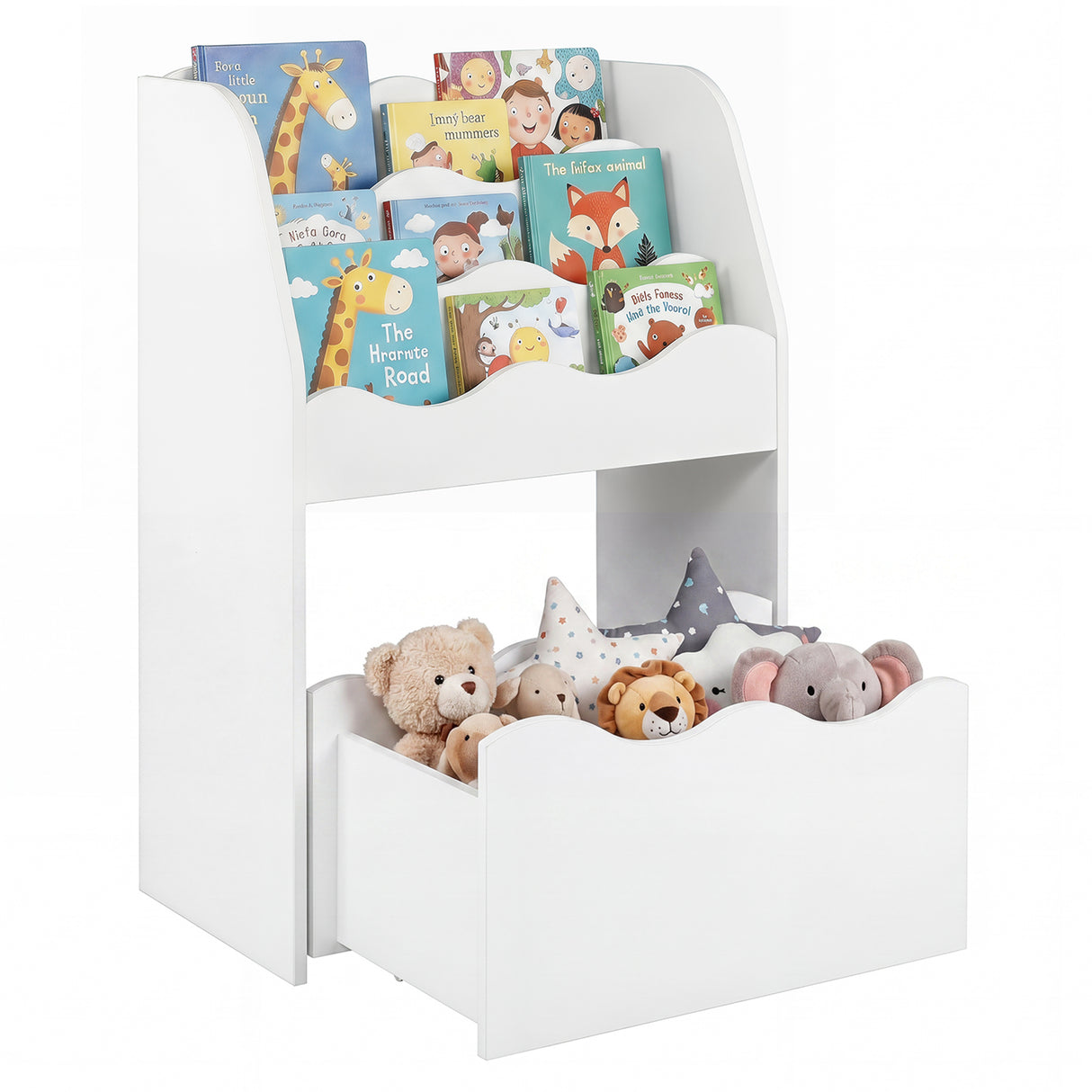 Kids Bookshelf and Toy Storage Organizer, 3-Tier Wooden Kids Book Shelf
