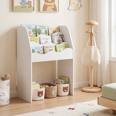 Kids Bookshelf and Toy Storage Organizer, 3-Tier Wooden Kids Book Shelf