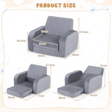Fold Out Toddler Couch, 3-in-1 Convertible Kids Sofa Bed w/Crystal Velvet