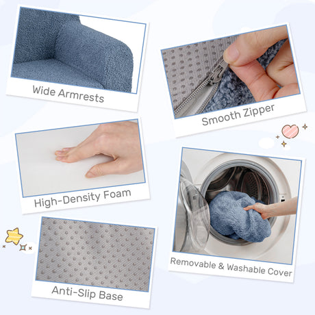 Toddler Foam Couch with Soft Fleece Fabric Cover for Playroom