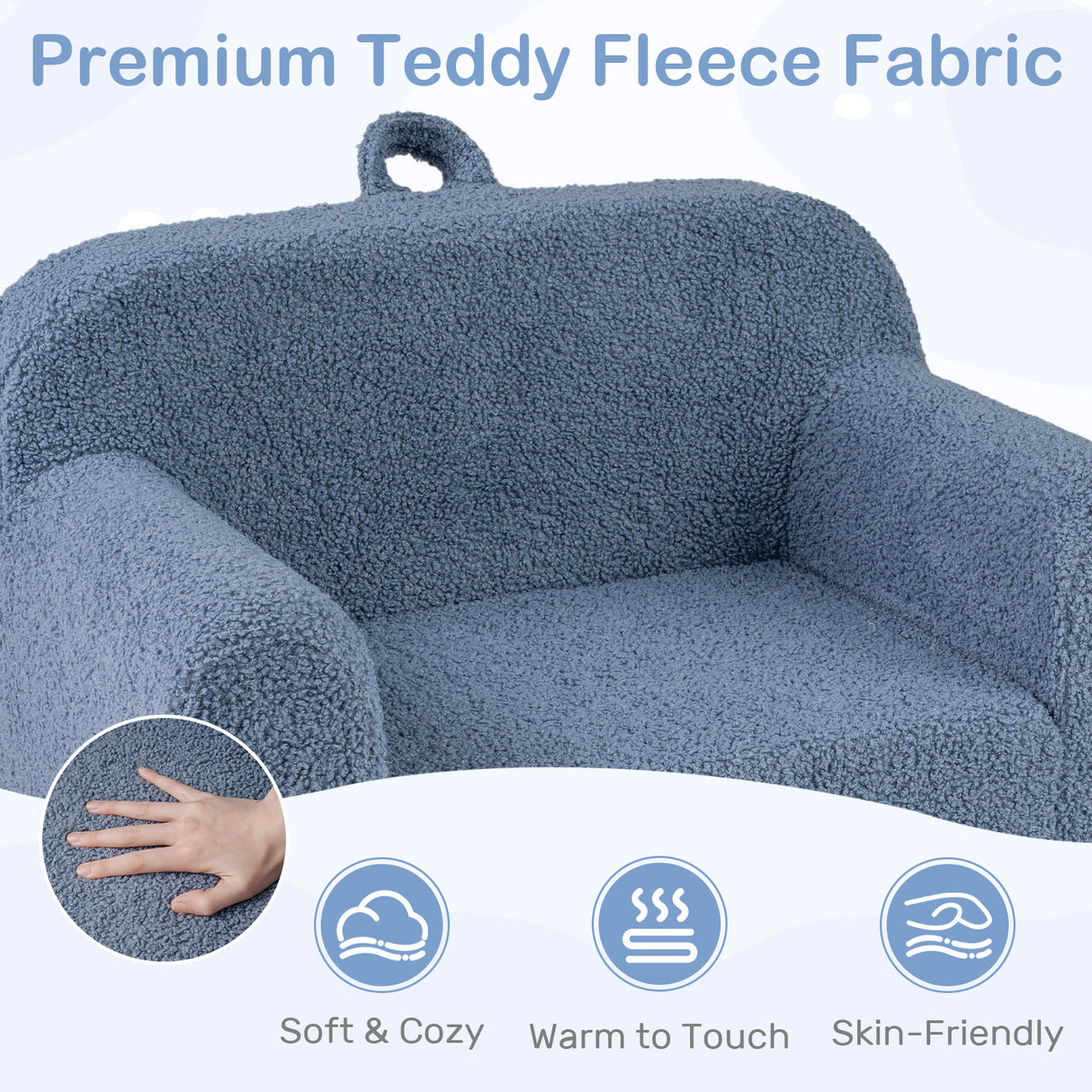 Toddler Foam Couch with Soft Fleece Fabric Cover for Playroom