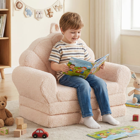 2-in-1 Kids Flip Out Sofa with Soft Fabric Cover for Playroom