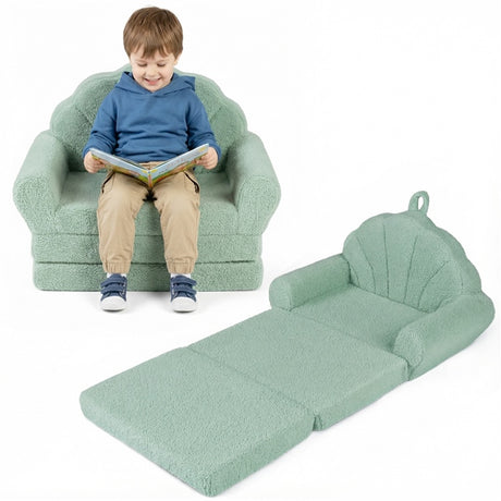 2-in-1 Kids Flip Out Sofa with Soft Fabric Cover for Playroom