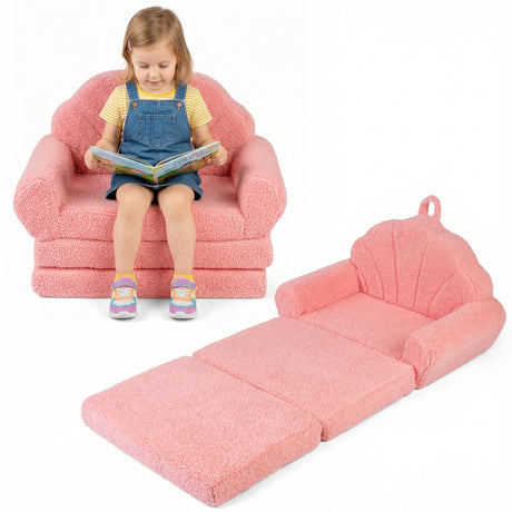 2-in-1 Kids Flip Out Sofa with Soft Fabric Cover for Playroom