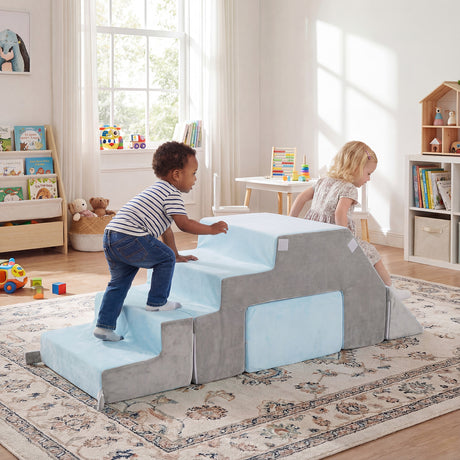 4-in-1 Foam Climbing Blocks with Slide and Stair