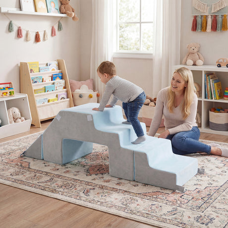 4-in-1 Foam Climbing Blocks with Slide and Stair