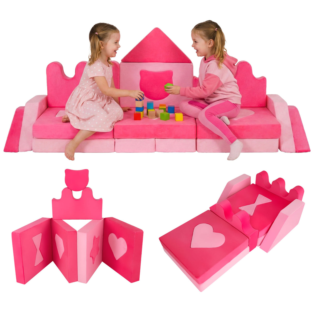 14 Piece Kids Play Couch with High-Density Sponge and Detachable Covers
