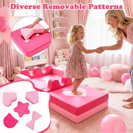 14 Piece Kids Play Couch w/High-Density Sponge & Detachable Covers  for Kids 3+ Years Old