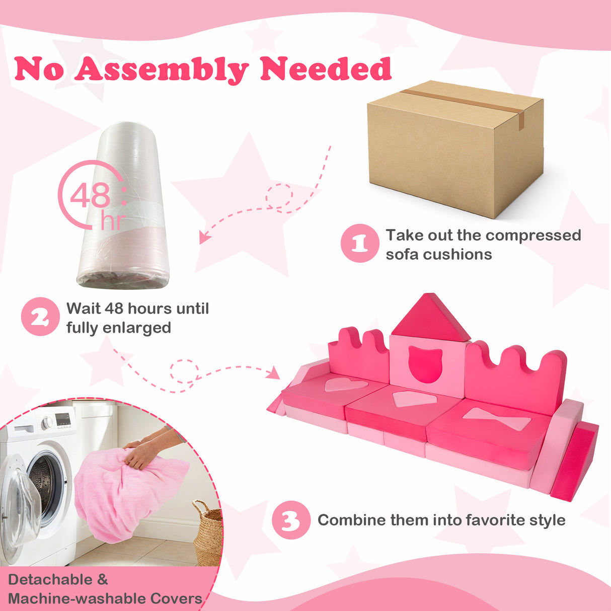 14 Piece Kids Play Couch with High-Density Sponge and Detachable Covers