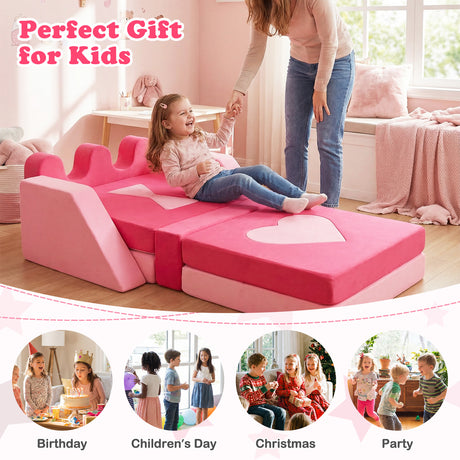14 Piece Kids Play Couch w/High-Density Sponge & Detachable Covers  for Kids 3+ Years Old