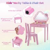 Kids Vanity Set with Lighted Cloud Mirror and Stool for Girls