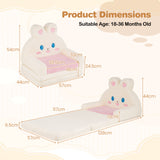 2-in-1 Convertible Kids Sofa to Lounger with Removable Cover, Bunny/Bear's Paw/Christmas Patterns