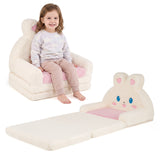 2-in-1 Convertible Kids Sofa to Lounger with Removable Cover, Bunny/Bear's Paw/Christmas Patterns