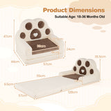 2-in-1 Convertible Kids Sofa to Lounger with Removable Cover, Bunny/Bear's Paw/Christmas Patterns