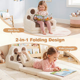 2-in-1 Convertible Kids Sofa to Lounger with Removable Cover, Bunny/Bear's Paw/Christmas Patterns