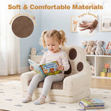2-in-1 Convertible Kids Sofa to Lounger with Removable Cover, Bunny/Bear's Paw/Christmas Patterns
