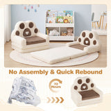 2-in-1 Convertible Kids Sofa to Lounger with Removable Cover, Bunny/Bear's Paw/Christmas Patterns