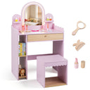 Kids Vanity with Lights, Pretend Makeup Dressing Table Set