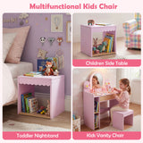 Kids Vanity with Lights, Pretend Makeup Dressing Table Set