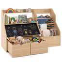 Toy Storage Organizer, Kids Bookshelf with Flip-up Blackboard, Open Shelves