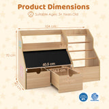 Toy Storage Organizer, Kids Bookshelf with Flip-up Blackboard, Open Shelves