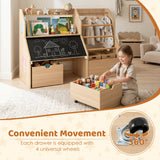 Toy Storage Organizer, Kids Bookshelf with Flip-up Blackboard, Open Shelves