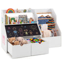 Toy Storage Organizer, Kids Bookshelf with Flip-up Blackboard, Open Shelves