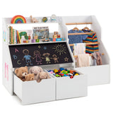 Toy Storage Organizer, Kids Bookshelf with Flip-up Blackboard, Open Shelves
