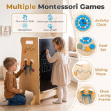4-in-1 Toddler Tower with Chalkboard Slide Montessori Games