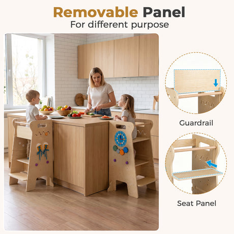 4-in-1 Toddler Tower with Chalkboard Slide Montessori Games
