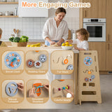 Wooden Toddler Kitchen Stool Helper, Kids Kitchen Step Stool, Anti-Tip Montessori Tower, Gift for Kids 3+