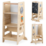 Wooden Toddler Kitchen Stool Helper, Kids Kitchen Step Stool, Anti-Tip Montessori Tower, Gift for Kids 3+