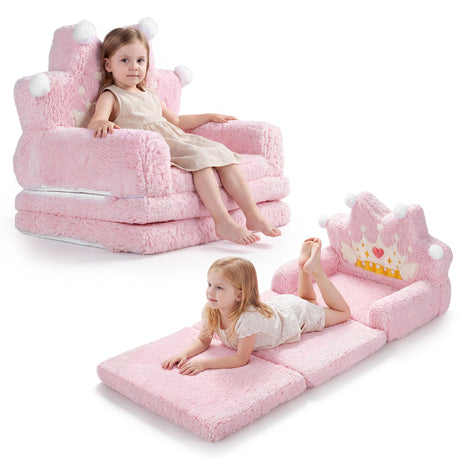 2-in-1 Foldable Kids Sofa Bed, Convertible Lounger for Toddlers