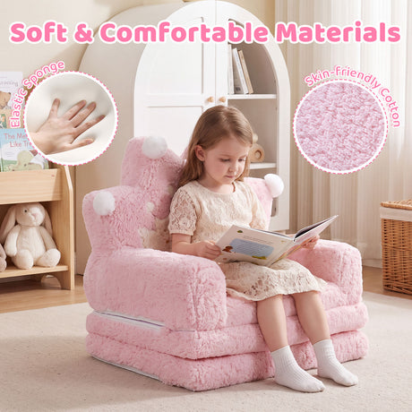 2-in-1 Foldable Kids Sofa Bed, Convertible Lounger for Toddlers