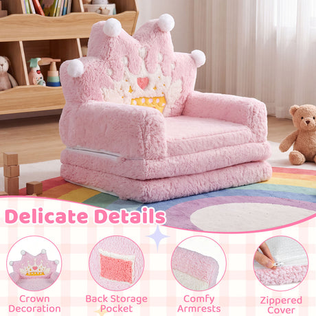 2-in-1 Foldable Kids Sofa Bed, Convertible Lounger for Toddlers