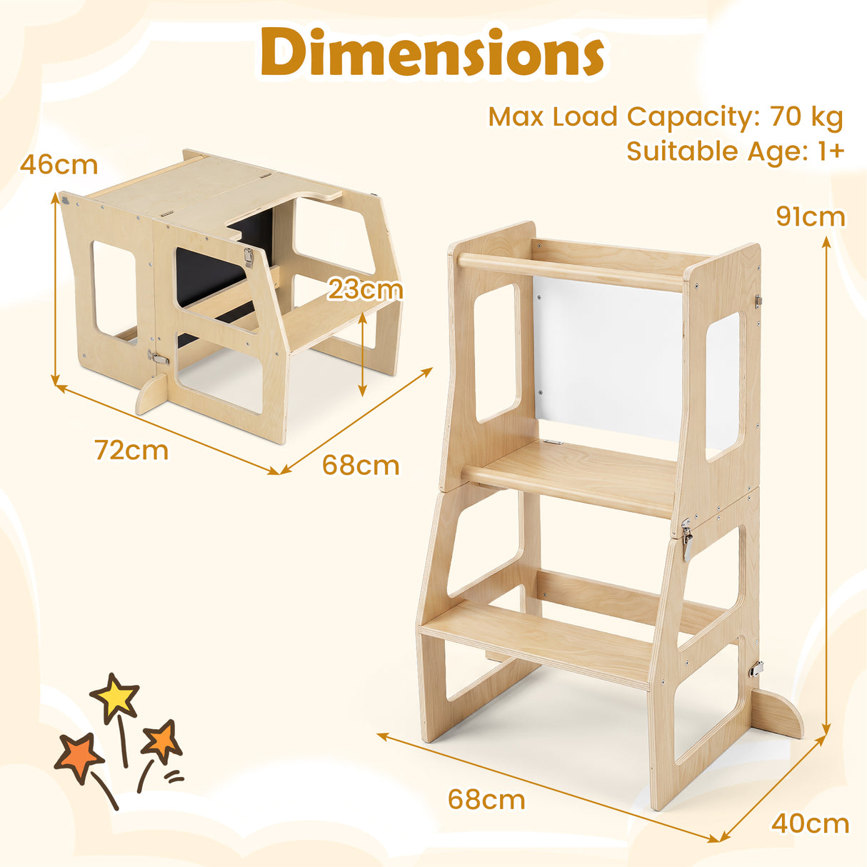 BABY JOY 3-in-1 Foldable Kitchen Standing Tower for Toddlers